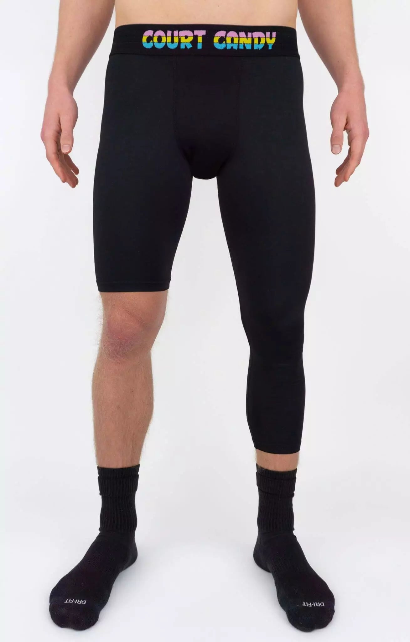 One Leg Compression Tights (Black) - For Basketball, Football